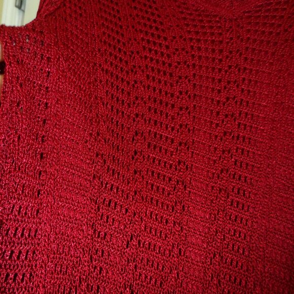 Tradition Burgundy Crochet Knit floral  Blouse size XL - Picture 12 of 13